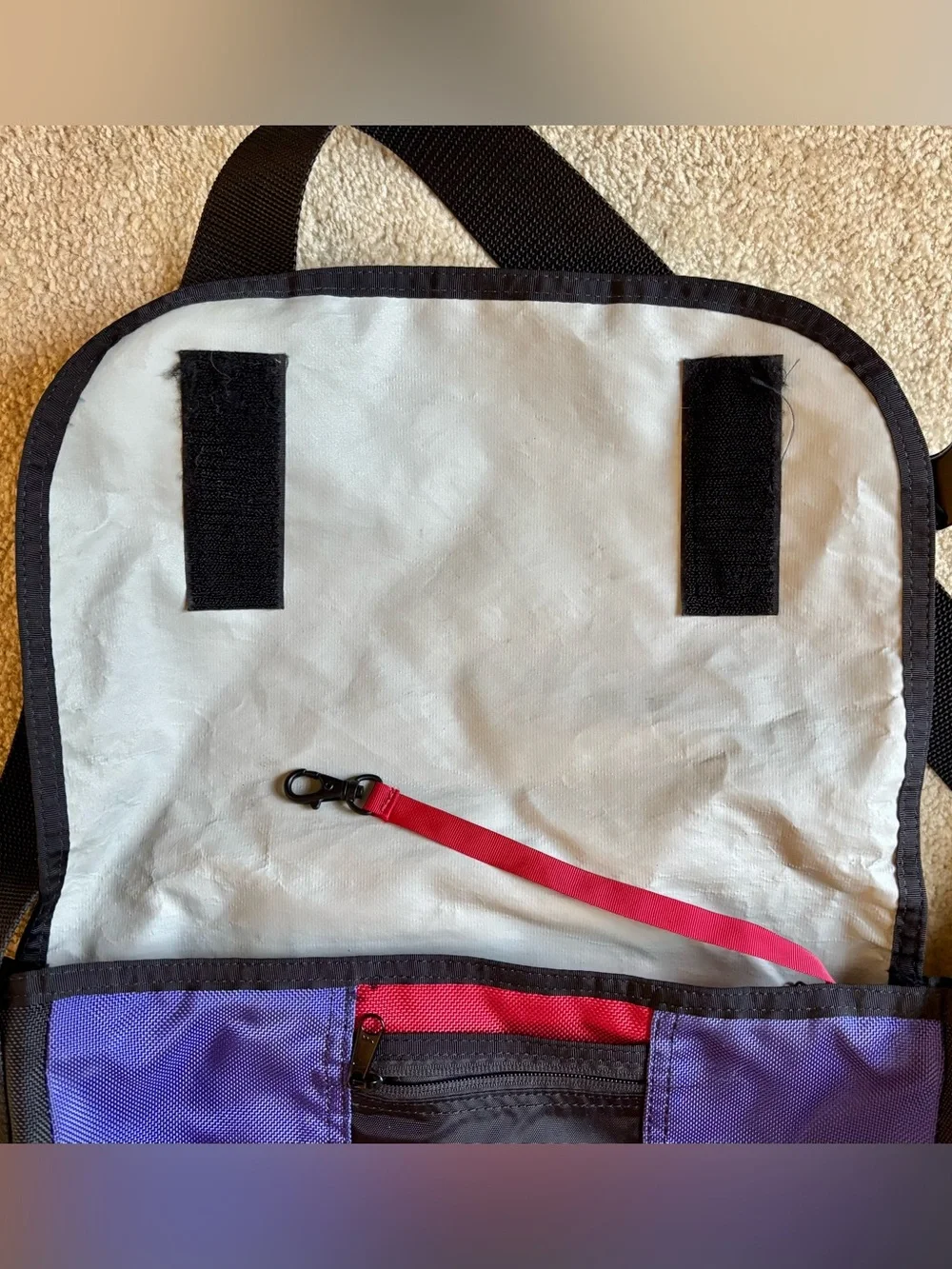 Timbuk2 Colorblock Messenger Bag (Buckles Pockets Red Purple black Reflective)